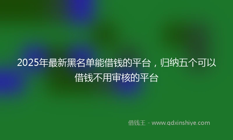 2025年最新黑名单能借钱的平台，归纳五个可以借钱不用审核的平台