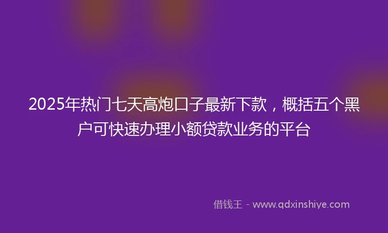2025年热门七天高炮口子最新下款，概括五个黑户可快速办理小额贷款业务的平台