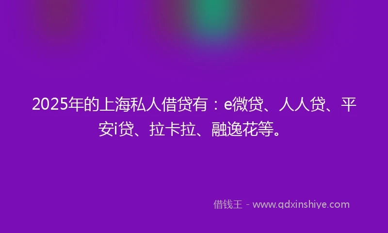 2025年的上海私人借贷有：e微贷、人人贷、平安i贷、拉卡拉、融逸花等。