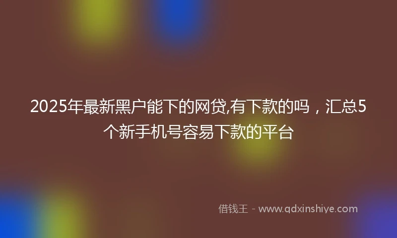 2025年最新黑户能下的网贷,有下款的吗，汇总5个新手机号容易下款的平台