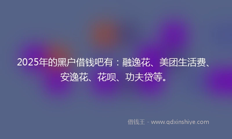 2025年的黑户借钱吧有：融逸花、美团生活费、安逸花、花呗、功夫贷等。