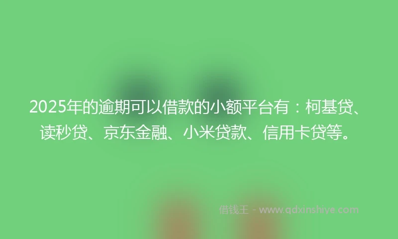 2025年的逾期可以借款的小额平台有:柯基贷、读秒贷、京东金融、小米贷款、信用卡贷等。