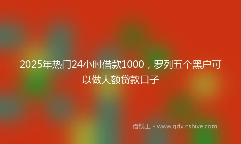 2025年热门24小时借款1000，罗列五个黑户可以做大额贷款口子