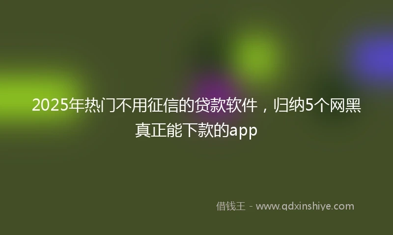 2025年热门不用征信的贷款软件，归纳5个网黑真正能下款的app