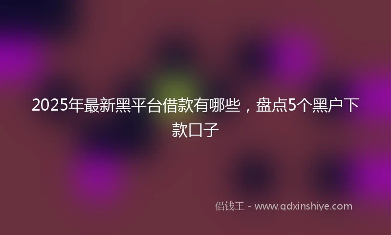 2025年最新黑平台借款有哪些，盘点5个黑户下款口子