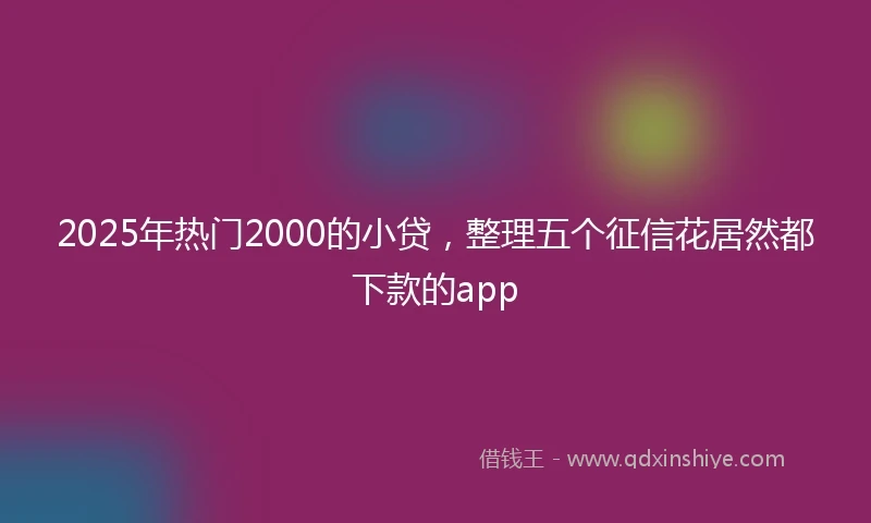 2025年热门2000的小贷，整理五个征信花居然都下款的app