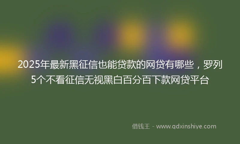2025年最新黑征信也能贷款的网贷有哪些，罗列5个不看征信无视黑白百分百下款网贷平台