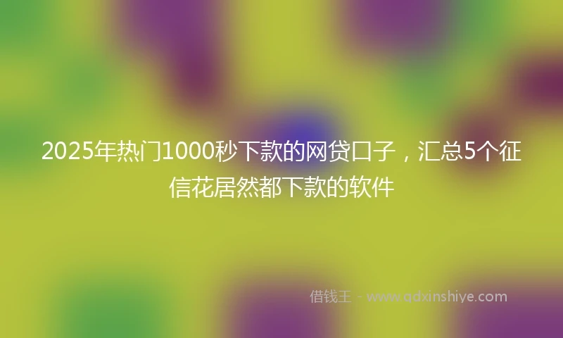 2025年热门1000秒下款的网贷口子，汇总5个征信花居然都下款的软件