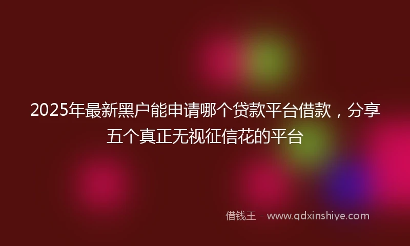 2025年最新黑户能申请哪个贷款平台借款，分享五个真正无视征信花的平台