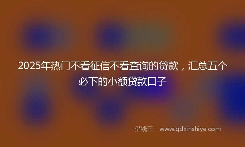 2025年热门不看征信不看查询的贷款，汇总五个必下的小额贷款口子