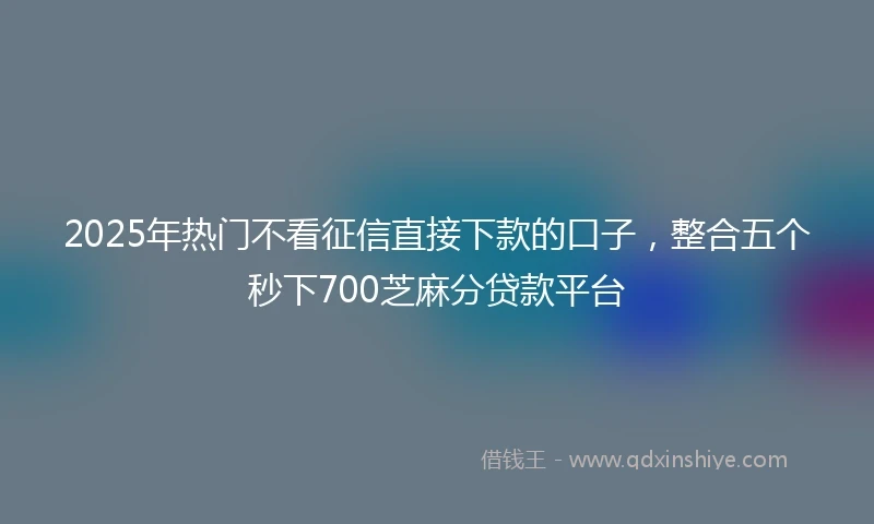 2025年热门不看征信直接下款的口子，整合五个秒下700芝麻分贷款平台