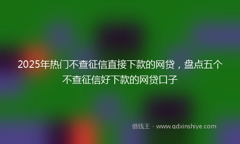 2025年热门不查征信直接下款的网贷，盘点五个不查征信好下款的网贷口子