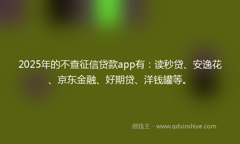 2025年的不查征信贷款app有：读秒贷、安逸花、京东金融、好期贷、洋钱罐等。