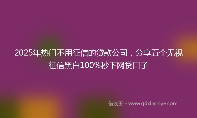 2025年热门不用征信的贷款公司，分享五个无视征信黑白100%秒下网贷口子