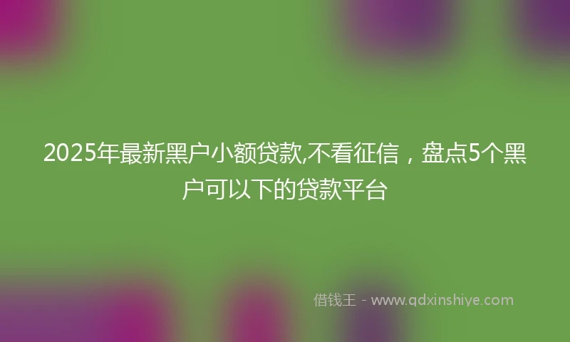 2025年最新黑户小额贷款,不看征信,盘点5个黑户可以下的贷款平台