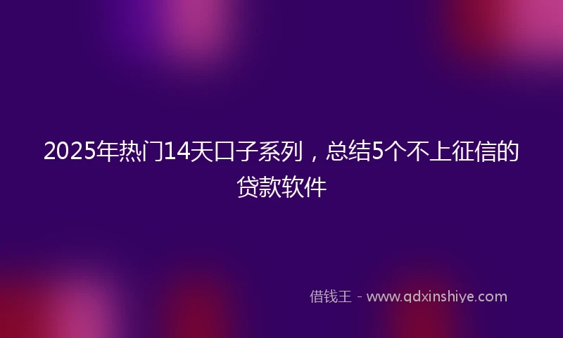 2025年热门14天口子系列，总结5个不上征信的贷款软件