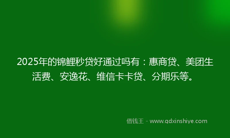 2025年的锦鲤秒贷好通过吗有：惠商贷、美团生活费、安逸花、维信卡卡贷、分期乐等。