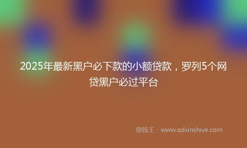 2025年最新黑户必下款的小额贷款，罗列5个网贷黑户必过平台