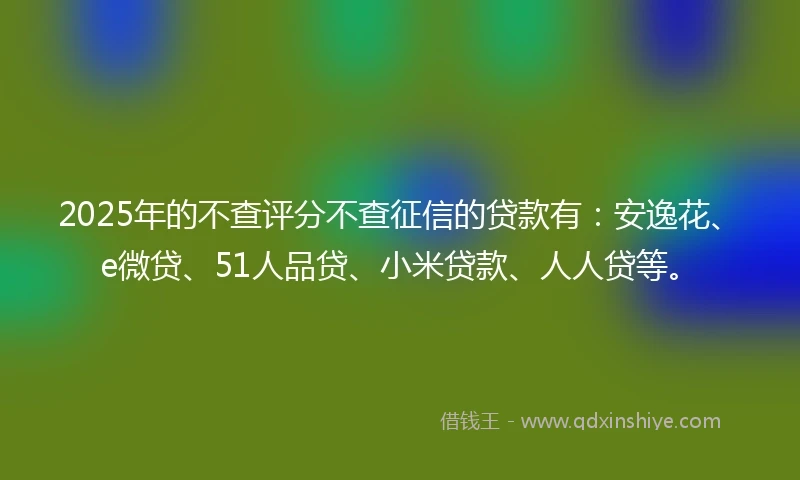 2025年的不查评分不查征信的贷款有：安逸花、e微贷、51人品贷、小米贷款、人人贷等。