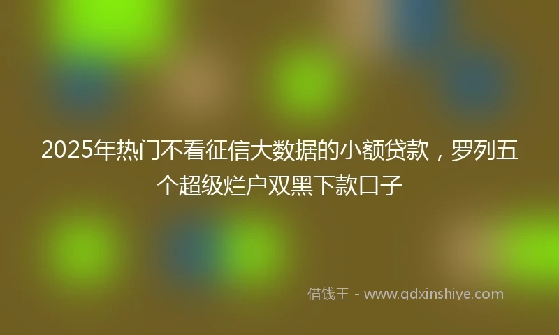 2025年热门不看征信大数据的小额贷款,罗列五个超级烂户双黑下款口子