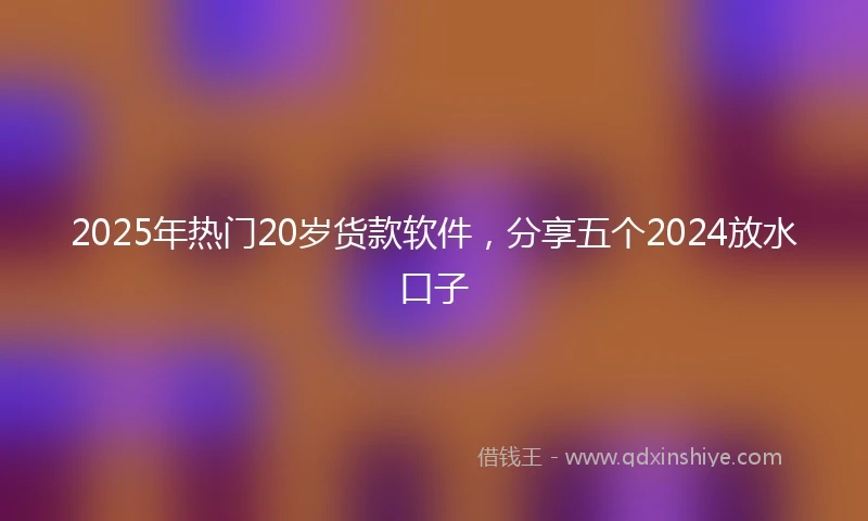 2025年热门20岁货款软件，分享五个2024放水口子