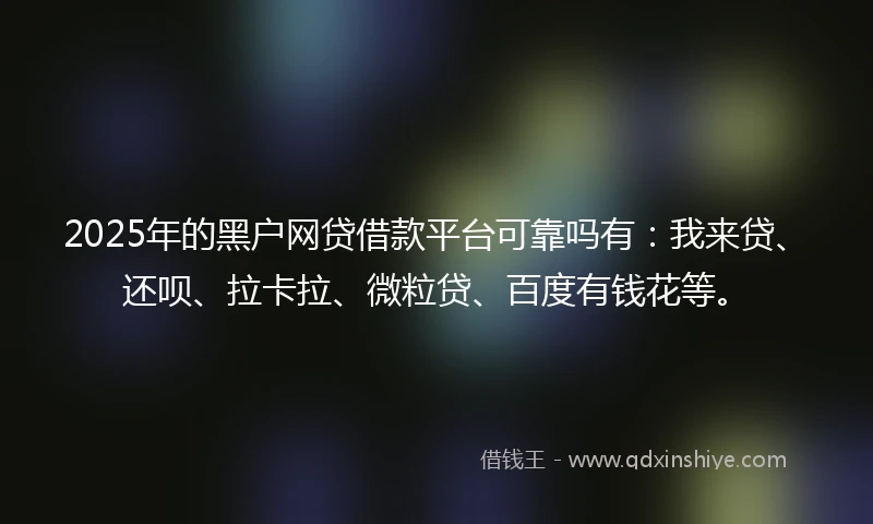 2025年的黑户网贷借款平台可靠吗有：我来贷、还呗、拉卡拉、微粒贷、百度有钱花等。