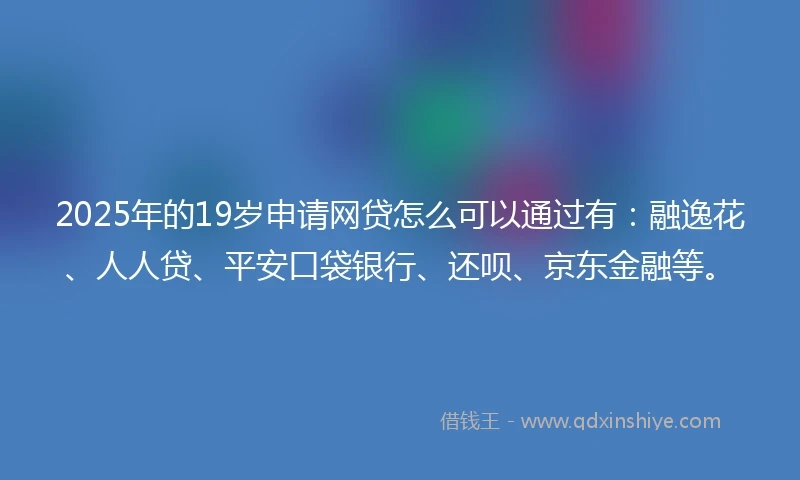 2025年的19岁申请网贷怎么可以通过有：融逸花、人人贷、平安口袋银行、还呗、京东金融等。