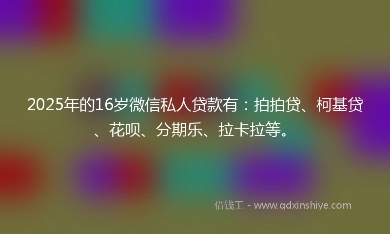 2025年的16岁微信私人贷款有：拍拍贷、柯基贷、花呗、分期乐、拉卡拉等。