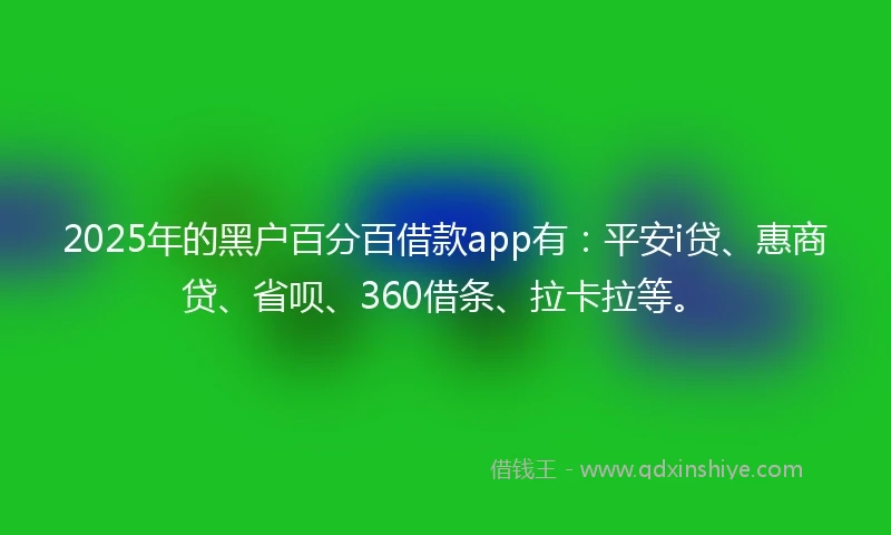 2025年的黑户百分百借款app有：平安i贷、惠商贷、省呗、360借条、拉卡拉等。