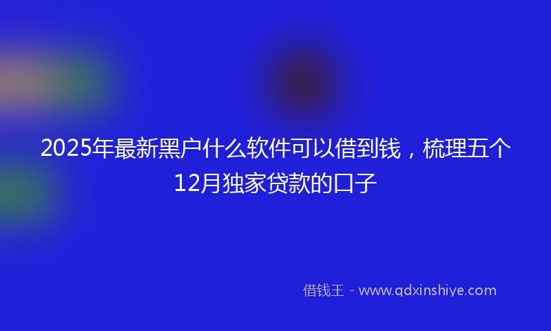 2025年最新黑户什么软件可以借到钱，梳理五个12月独家贷款的口子