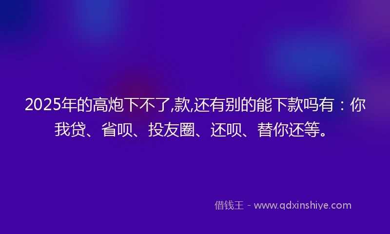 2025年的高炮下不了,款,还有别的能下款吗有：你我贷、省呗、投友圈、还呗、替你还等。