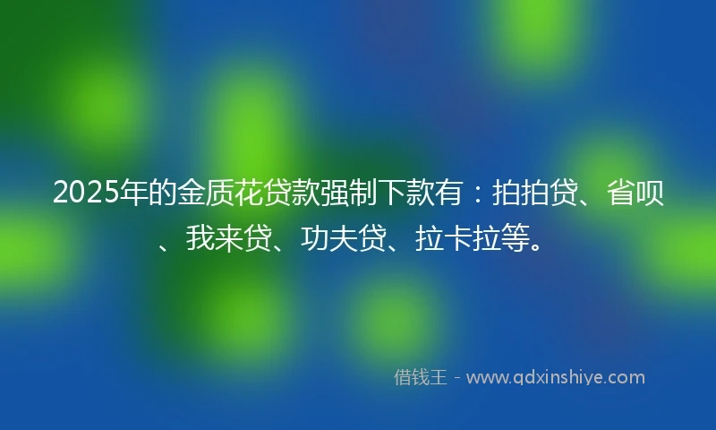 2025年的金质花贷款强制下款有：拍拍贷、省呗、我来贷、功夫贷、拉卡拉等。