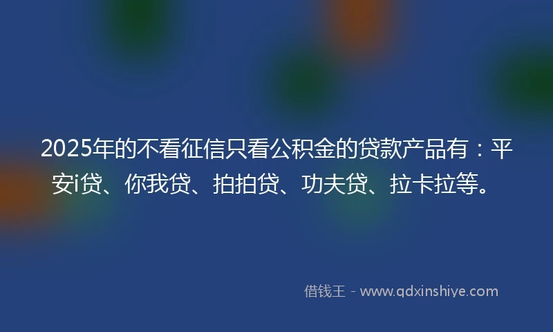 2025年的不看征信只看公积金的贷款产品有：平安i贷、你我贷、拍拍贷、功夫贷、拉卡拉等。