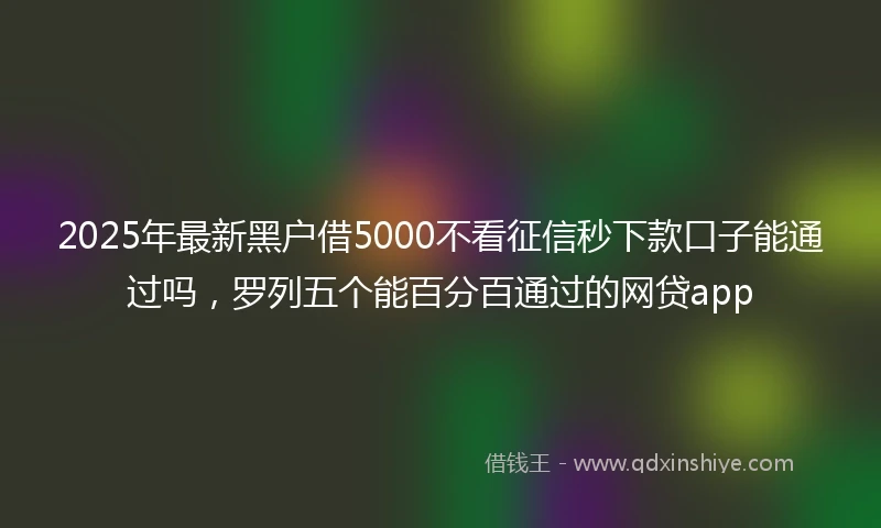 2025年最新黑户借5000不看征信秒下款口子能通过吗，罗列五个能百分百通过的网贷app