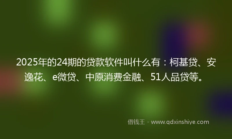 2025年的24期的贷款软件叫什么有：柯基贷、安逸花、e微贷、中原消费金融、51人品贷等。