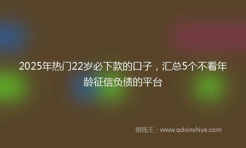 2025年热门22岁必下款的口子，汇总5个不看年龄征信负债的平台