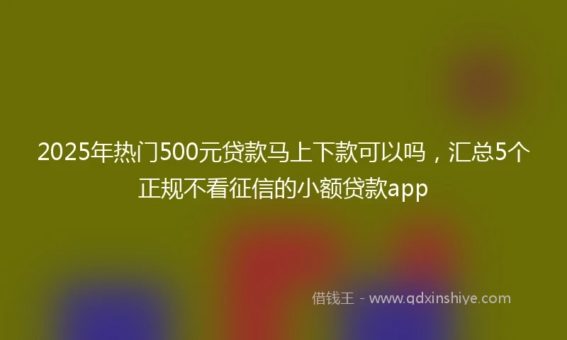 2025年热门500元贷款马上下款可以吗，汇总5个正规不看征信的小额贷款app