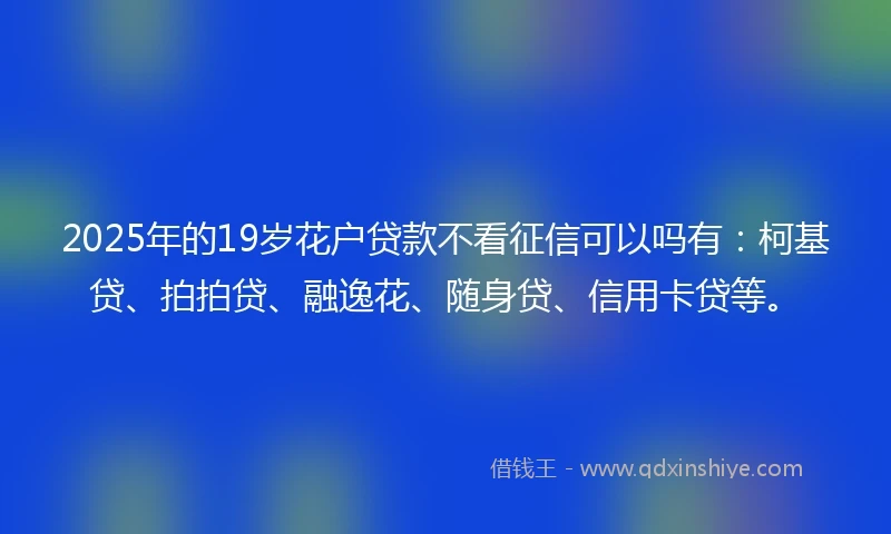 2025年的19岁花户贷款不看征信可以吗有：柯基贷、拍拍贷、融逸花、随身贷、信用卡贷等。