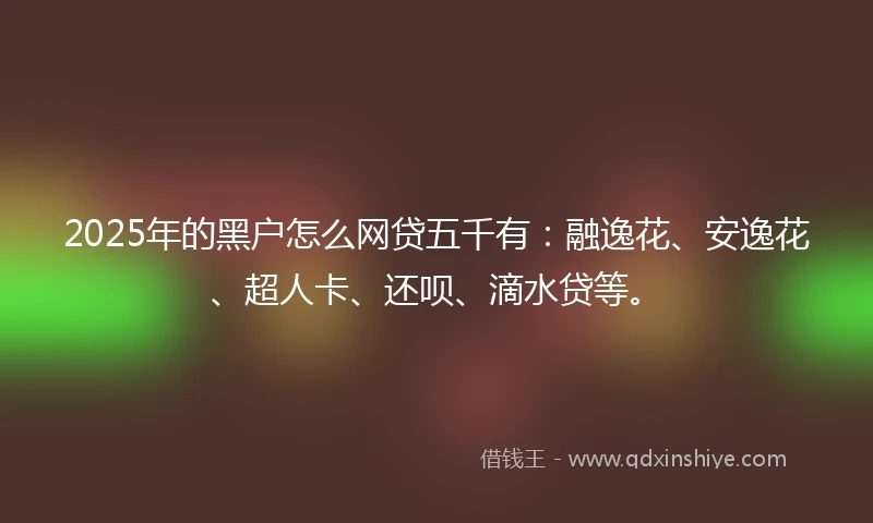 2025年的黑户怎么网贷五千有：融逸花、安逸花、超人卡、还呗、滴水贷等。
