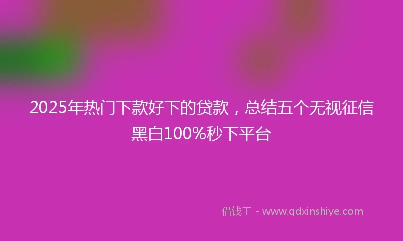 2025年热门下款好下的贷款，总结五个无视征信黑白100%秒下平台