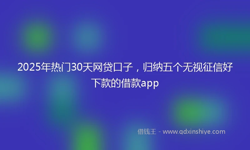 2025年热门30天网贷口子，归纳五个无视征信好下款的借款app