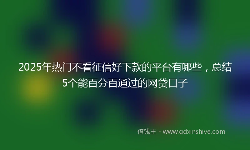2025年热门不看征信好下款的平台有哪些，总结5个能百分百通过的网贷口子