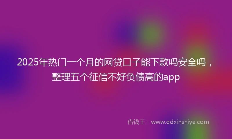 2025年热门一个月的网贷口子能下款吗安全吗，整理五个征信不好负债高的app