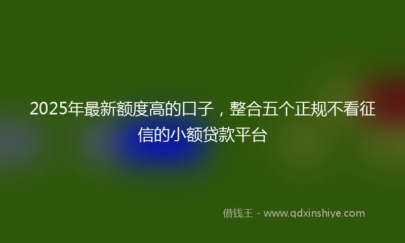 2025年最新额度高的口子，整合五个正规不看征信的小额贷款平台