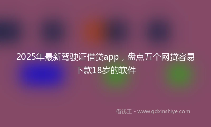 2025年最新驾驶证借贷app，盘点五个网贷容易下款18岁的软件