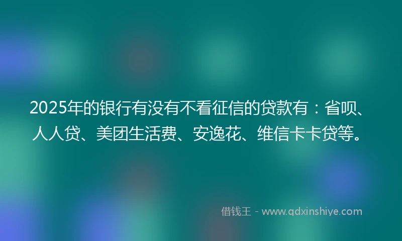 2025年的银行有没有不看征信的贷款有：省呗、人人贷、美团生活费、安逸花、维信卡卡贷等。