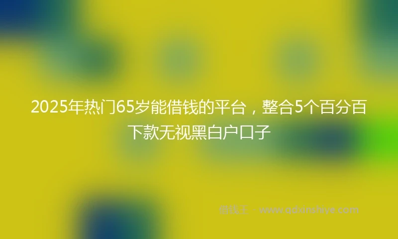 2025年热门65岁能借钱的平台，整合5个百分百下款无视黑白户口子