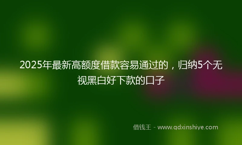 2025年最新高额度借款容易通过的，归纳5个无视黑白好下款的口子