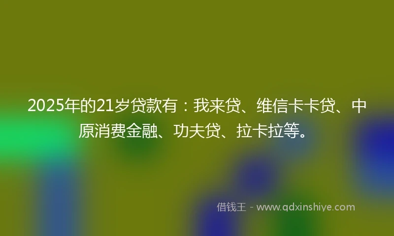 2025年的21岁贷款有：我来贷、维信卡卡贷、中原消费金融、功夫贷、拉卡拉等。