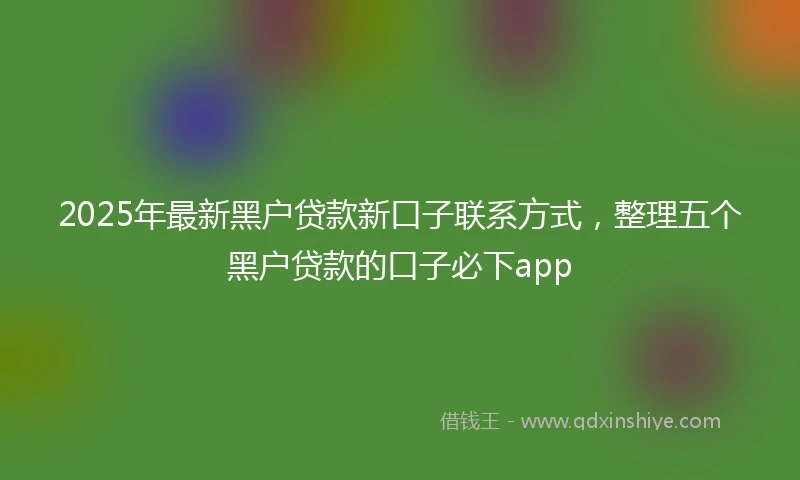 2025年最新黑户贷款新口子联系方式,整理五个黑户贷款的口子必下app